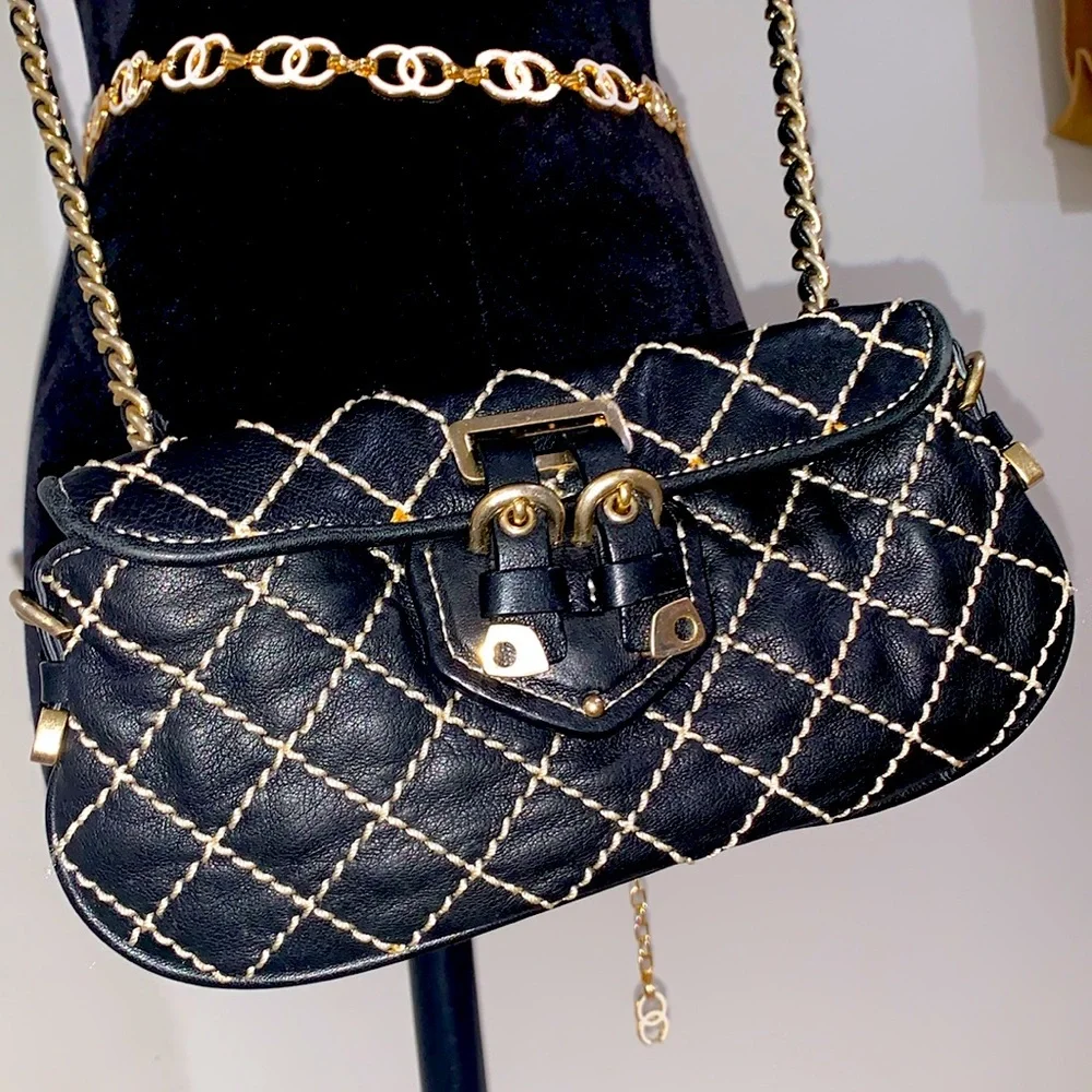 Vintage Y2K Juicy Couture Wild Stitch Quilted Leather Crossbody Bag Rare